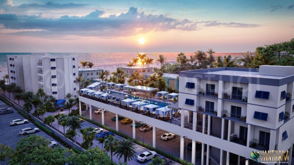 3d-architectural-visualization-beach view-terrishpool-Luxury-resort-design